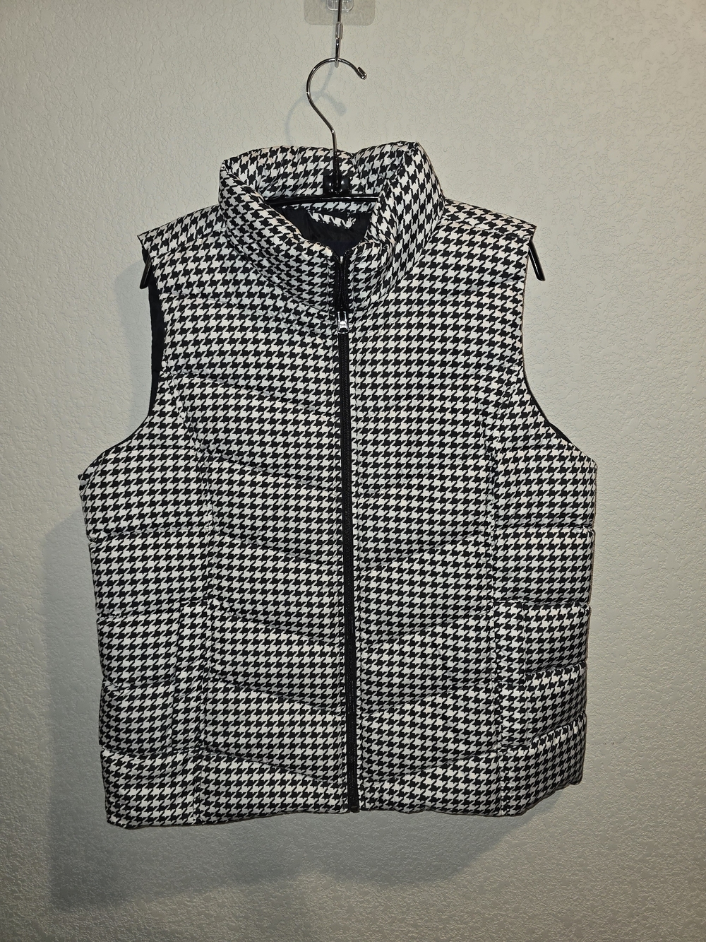 Lands' End Houndstooth Puffer Vest - Women's Large (14-16)